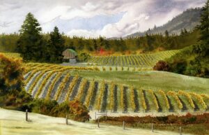 A painting of a vineyard