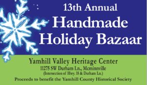 A graphic with a snowflake that says 13th Annual Handmade Holiday Bazaar
