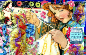 A colorful sewing themed collage