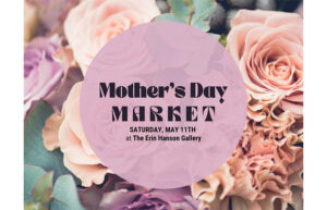 A graphic with a bouquet of pink flowers and text overlay that says Mother's Day Market.