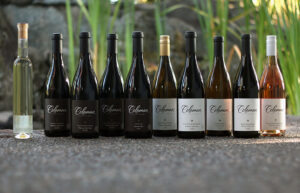A lineup of several bottles of different kinds of Coleman Wines.